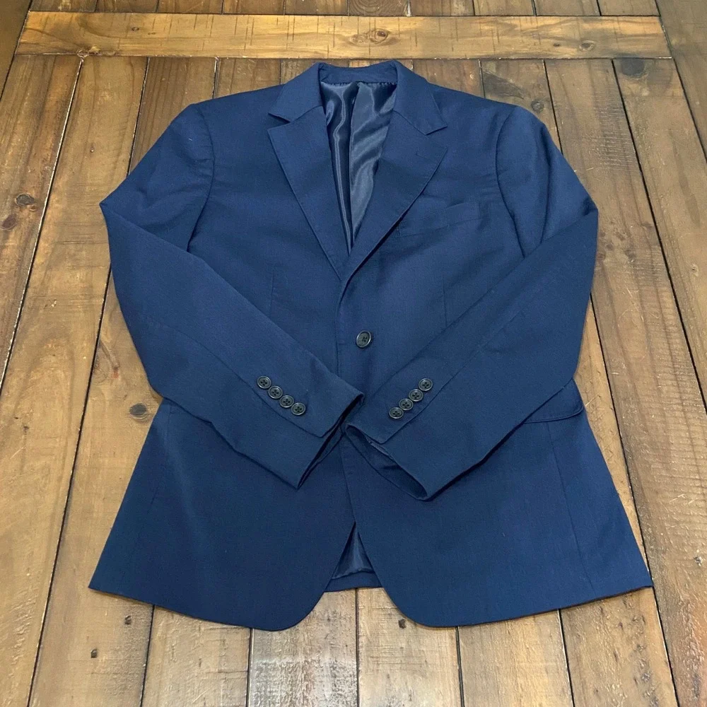 Bonobos Mens Slim Fit Navy Blue Wool Blazer Sport Coat 36S 15400-BLH06